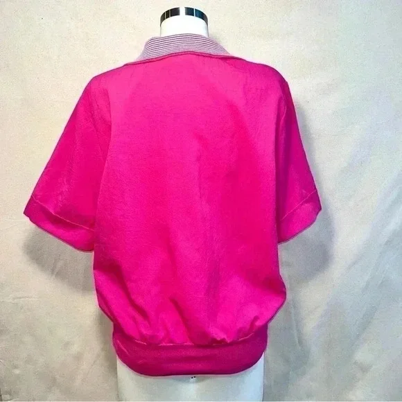 Vintage | Barbiecore 90s SS Button Down Polo - Bubblegum Pink / Sz M - Picture 6 of 9